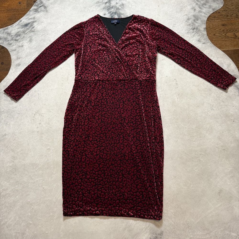 Rachel Roy Dress Womens Size 2X Fuchsia Pink Black Animal Print‎ Velvet